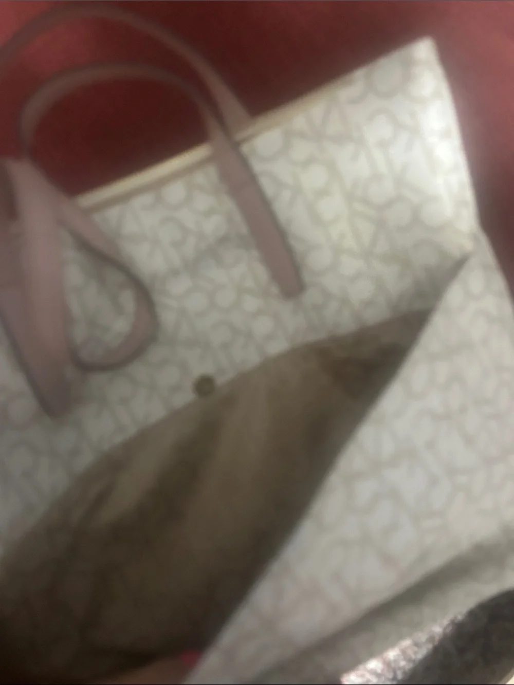 Calvin Klein White and Light Pink CK Logo Tote